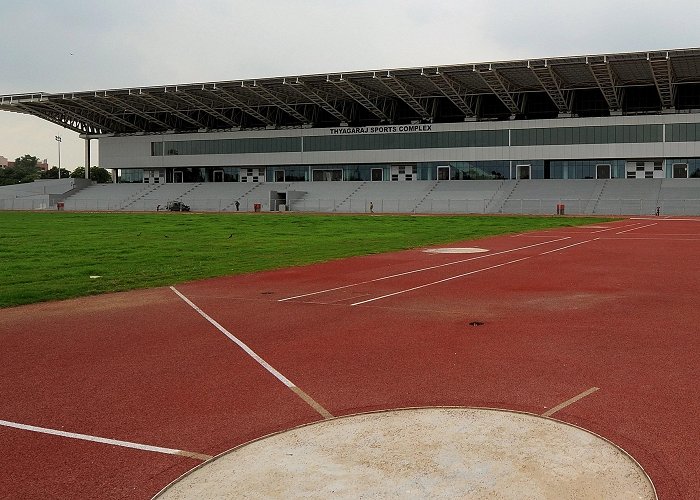 Thyagaraj Stadium  Civil servants close sports stadium to walk their dog photo